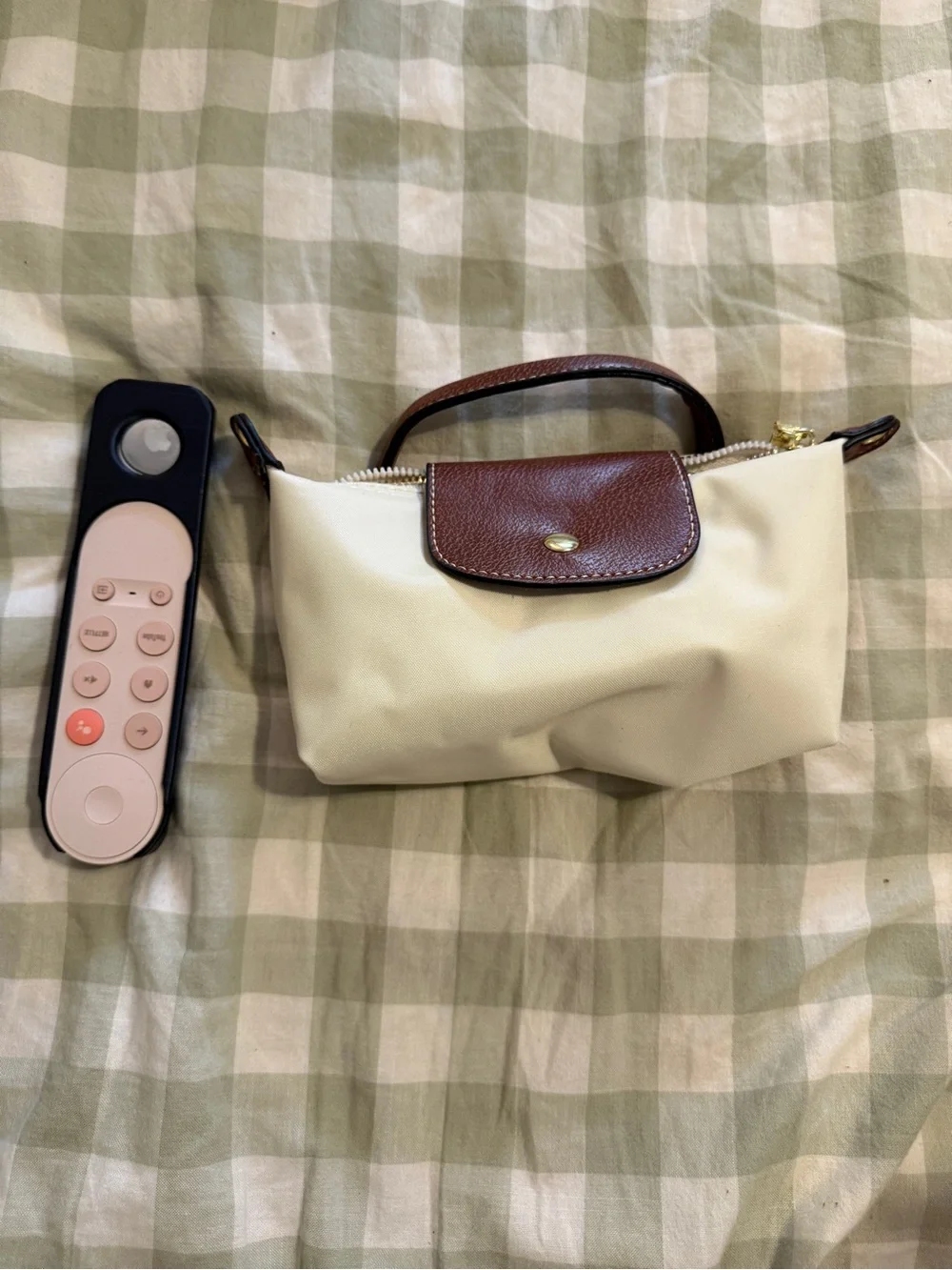 Designer inspired  Le plaige Small Cream and Brown Handbag